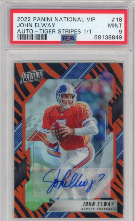 2022 The National Vip John Elway Auto Tiger Stripes 1/1 PSA 9