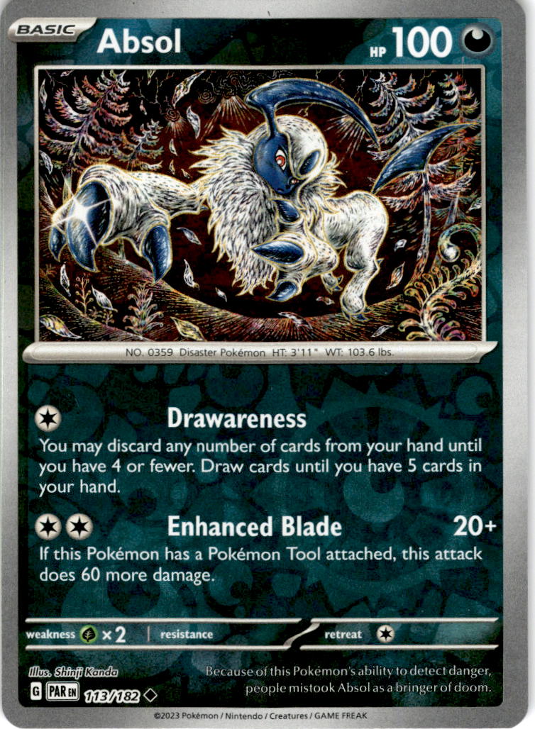 Absol - 113/182 - Reverse Holo Paradox Rift – Cherry Collectables