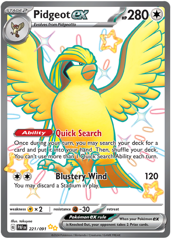 Pidgeot ex - 221/091 - Shiny Ultra Rare Paldean Fates