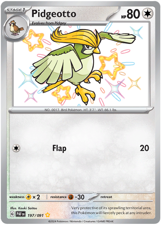 Pidgeotto - 197/091 - Shiny Rare Paldean Fates