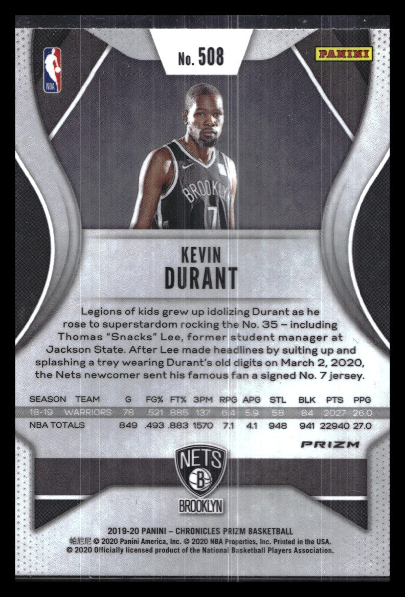 2019-20 Chronicles KEVIN DURANT Prizm Update Pink #508
