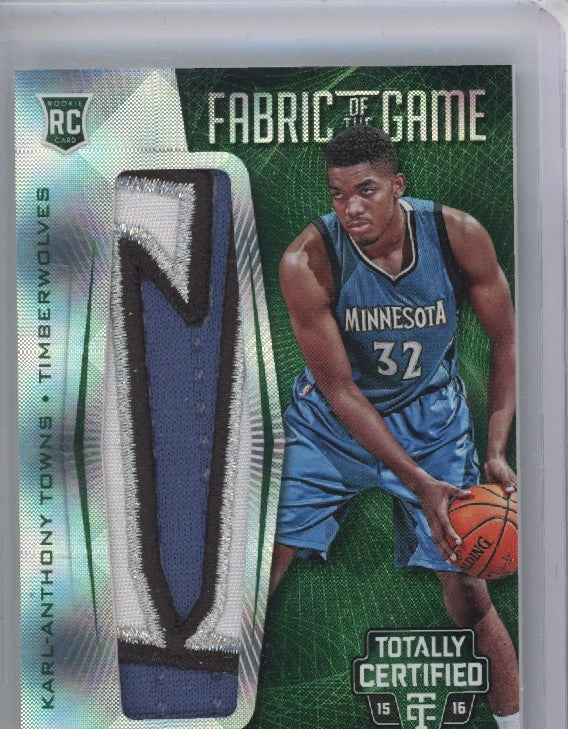 2015-16 Totally Certified Karl-anthony Towns Fabric Game Rookie Patch Green 1/5