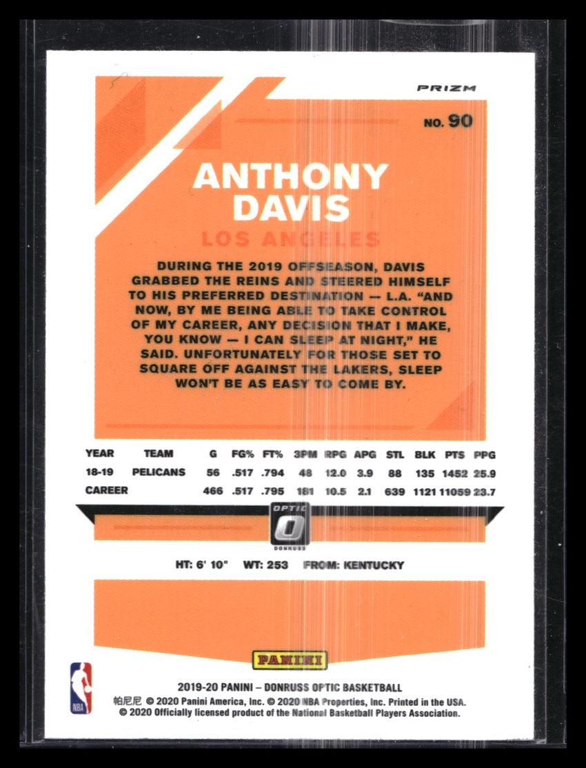2019-20 Donruss Optic ANTHONY DAVIS Holo Silver Prizm #90