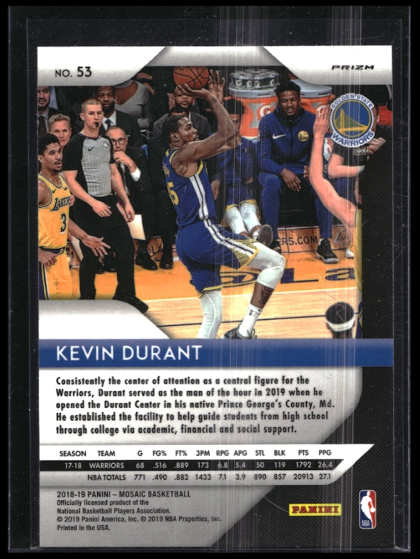2018-19 Mosaic Prizm KEVIN DURANT Base Silver #53