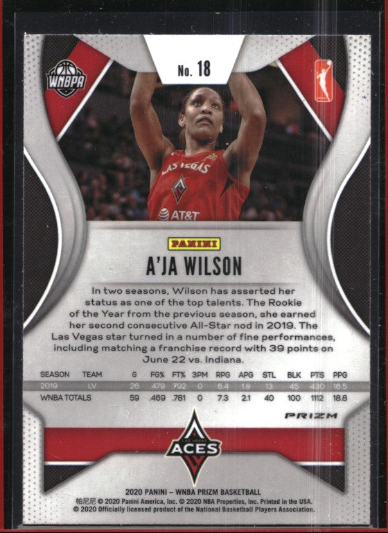 2020 Wnba Prizm Aja Wilson Silver No 18
