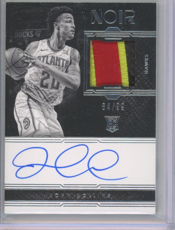2017-18 Noir John Collins Vertical Rookie Patch Auto Black And White 84/99