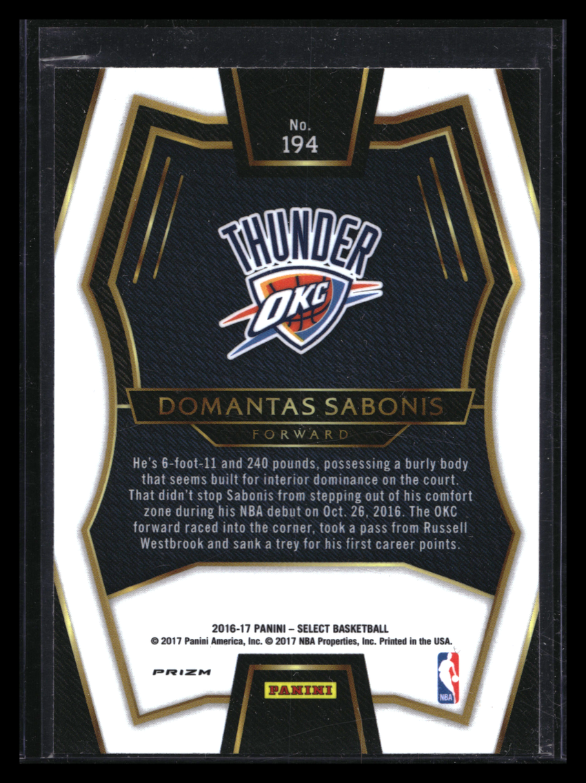 2016-17 Select Domantas Sabonis Premier Level Rookie Silver Prizm No 194