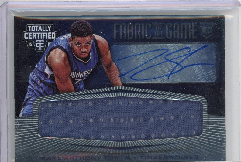 2015-16 Totally Certified Karl-anthony Towns Fabric Rookie Jersey Auto 26/49