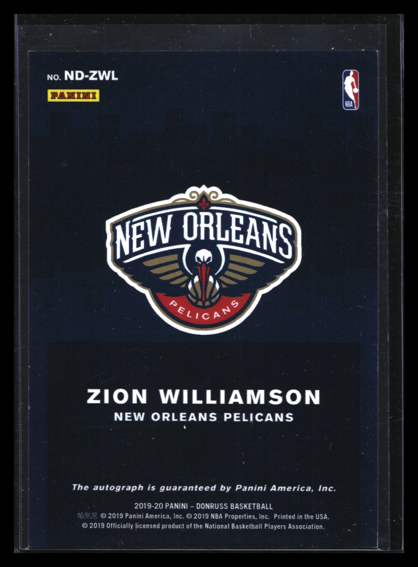 2019-20 Donruss ZION WILLIAMSON Next Day Rookie Auto SSP #ZWL