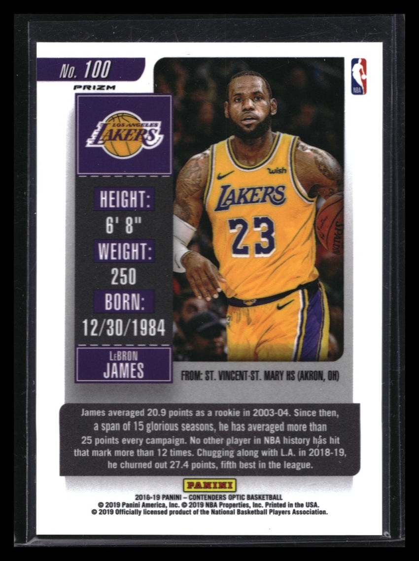 2018-19 Contenders Optic Lebron James Season Ticket Red Prizm No 100