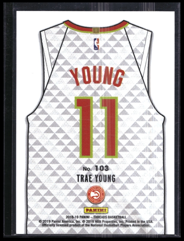 2018-19 Threads Trae Young Associaton Jersey Rookie Premium Blue Dazzle 41/75