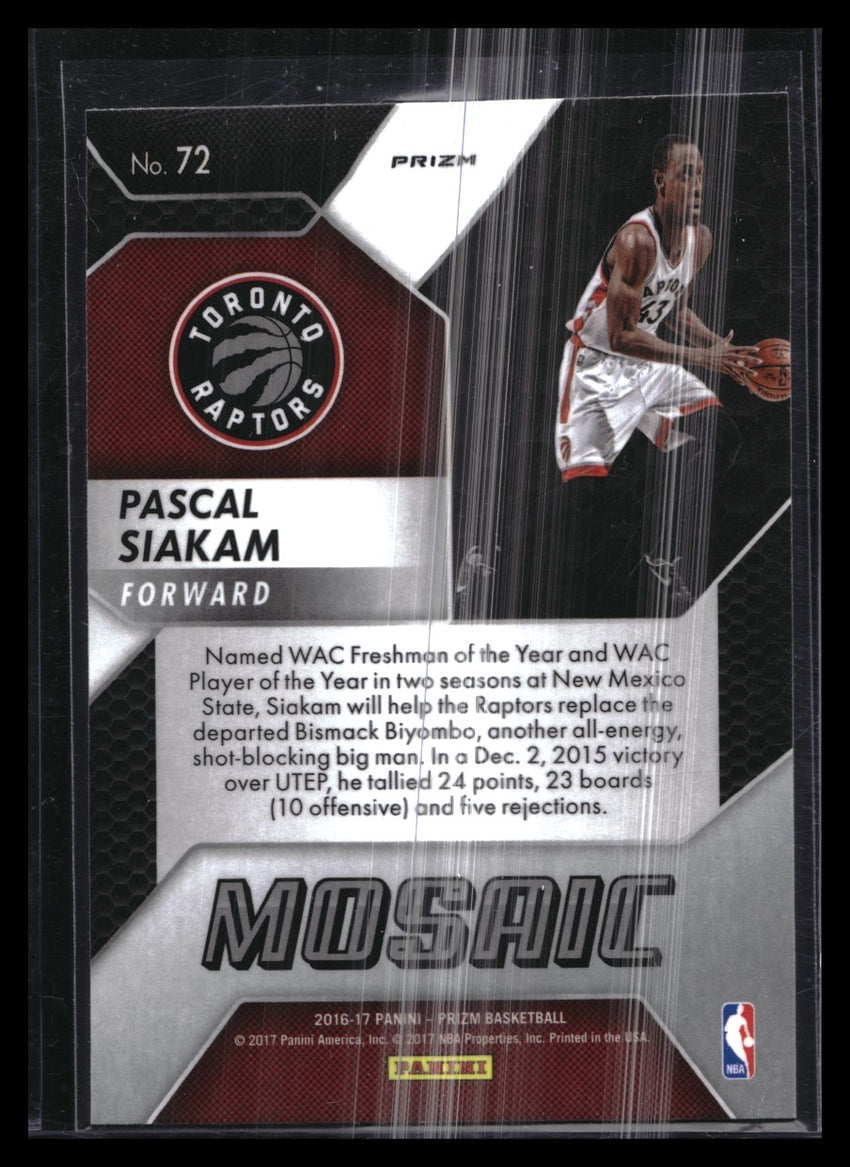 2016-17 Prizm Pascal Siakam Mosaic Rookie Silver No 72