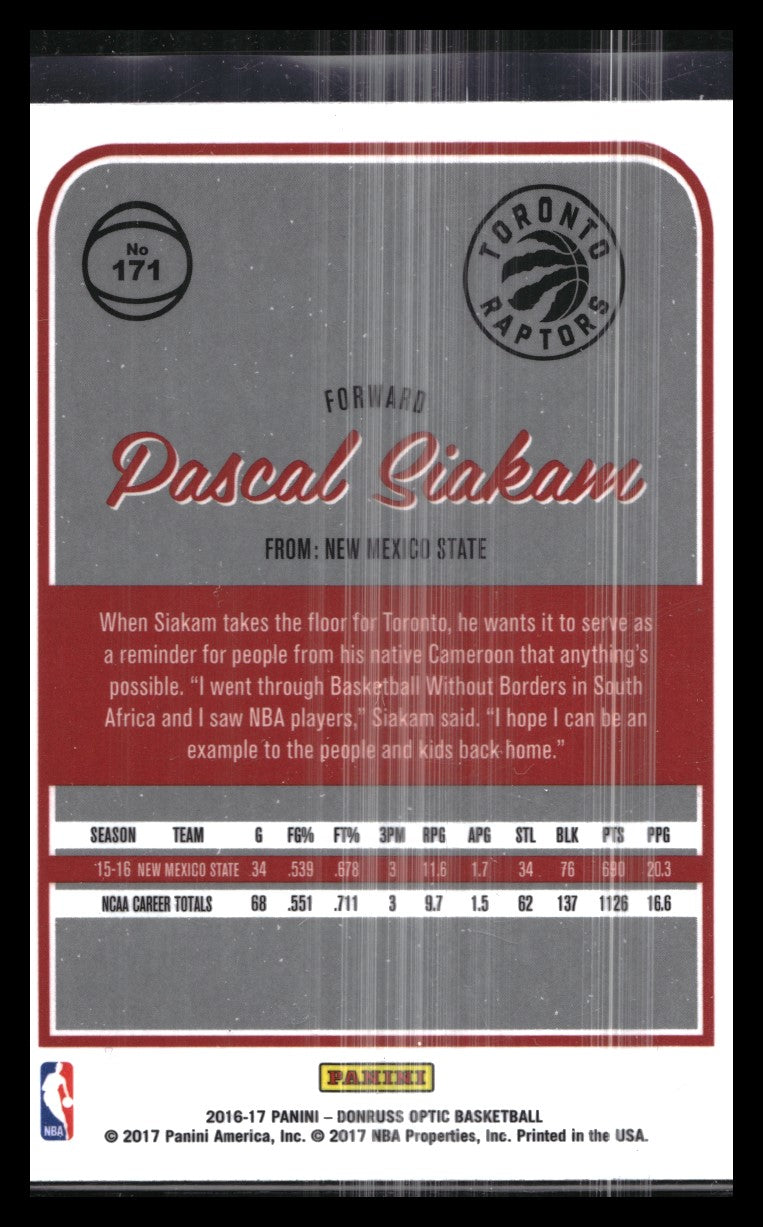 2016-17 Donruss Optic Pascal Siakam Rookie Base No 171