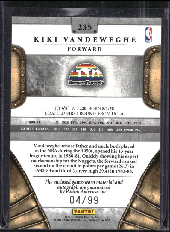 2010-11 Crown Royale Kiki Vandeweghe Silhouettes Jersey Auto 4/99