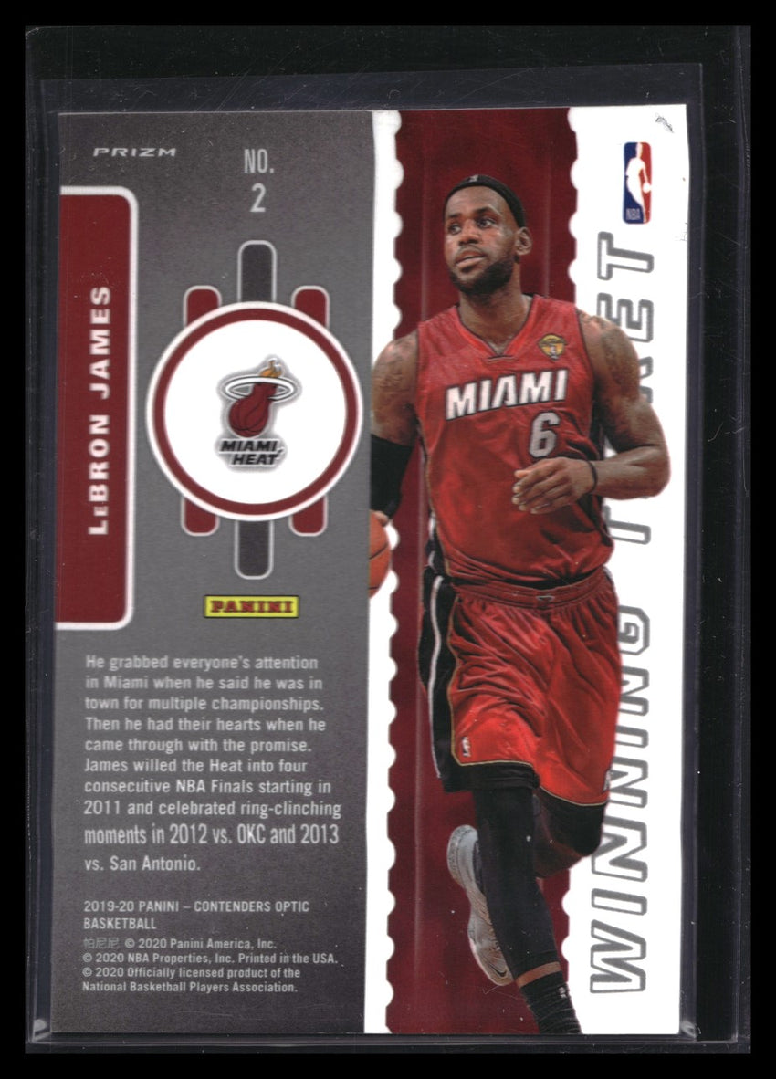 2019-20 Contenders Optic Lebron James Winning Ticket Blue Ice Prizm No 2