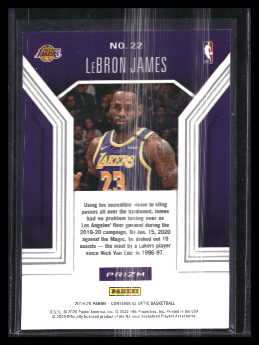 2019-20 Contenders Optic LEBRON JAMES Playing Numbers Game Silver #22