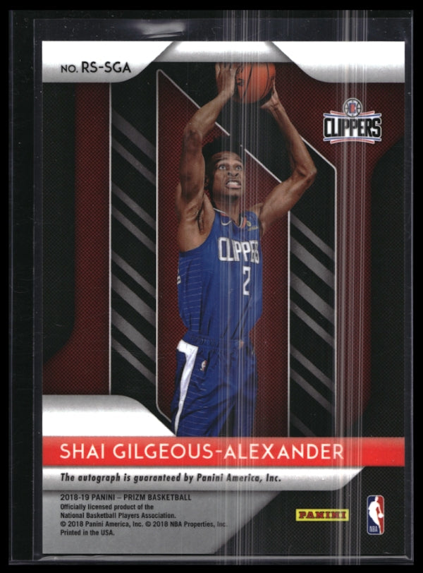 2018-19 Prizm Shai Gilgeous-alexander Rookie Signatures Auto Base No Sga A