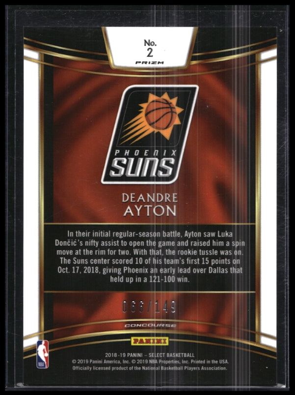 2018-19 Select Deandre Ayton Concourse Rookie White 66/149