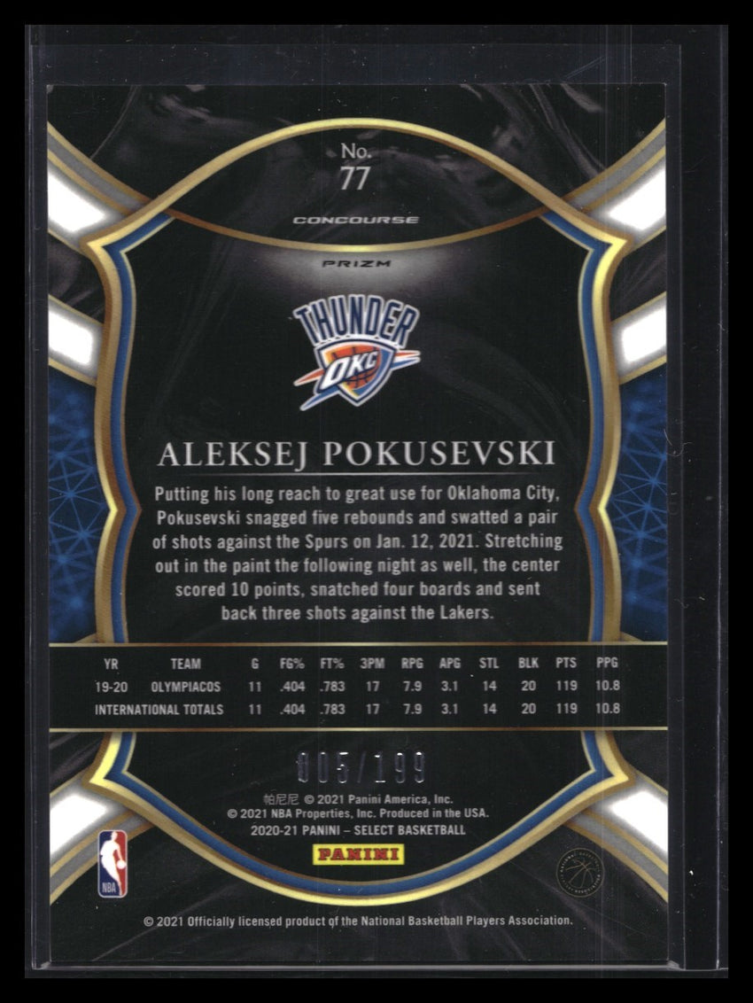 2020-21 Select Aleksej Pokusevski Concourse Rookie Red Prizm 5/199