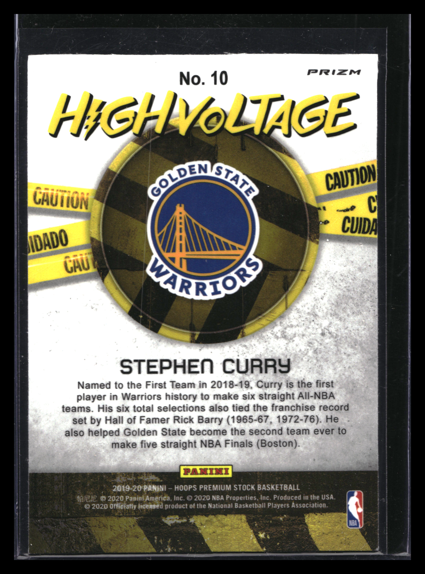 2019-20 Hoops Premium Stock Stephen Curry High Voltage Shock Flash No 10
