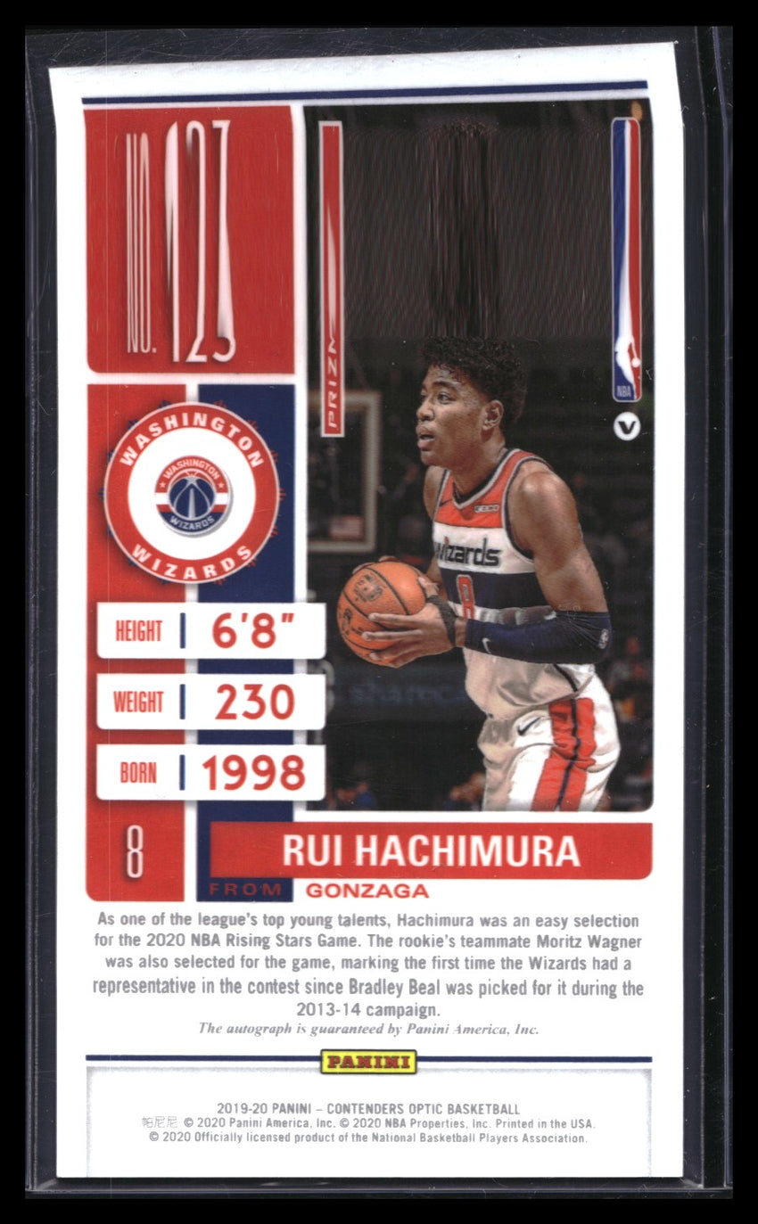 2019-20 Contenders Optic Rui Hachimura Rookie Ticket Auto Silver Prizm No 123 B