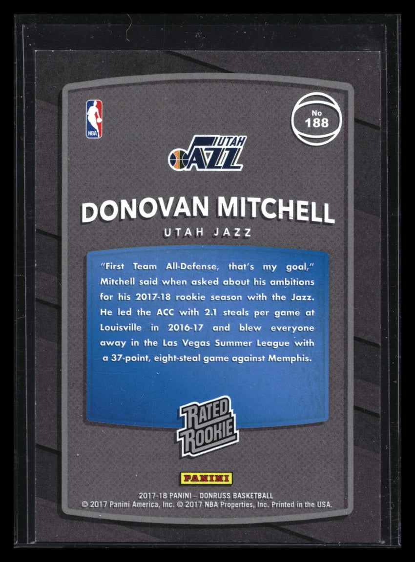 2017-18 Donruss Donovan Mitchell Rated Rookie Press Proof Silver 144/299