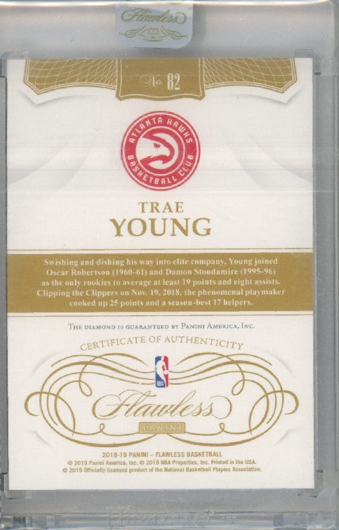 2018-19 Flawless TRAE YOUNG Rookie Diamond Base 3/20 #82 Uncirculated