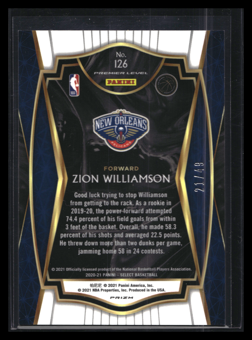 2020-21 Select Zion Williamson Premier Level Red Disco 21/49