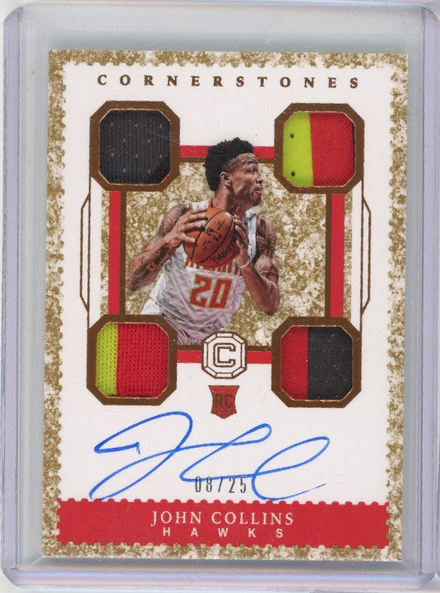 2017-18 Cornerstones John Collins Quad Patch Auto Granite 8/25