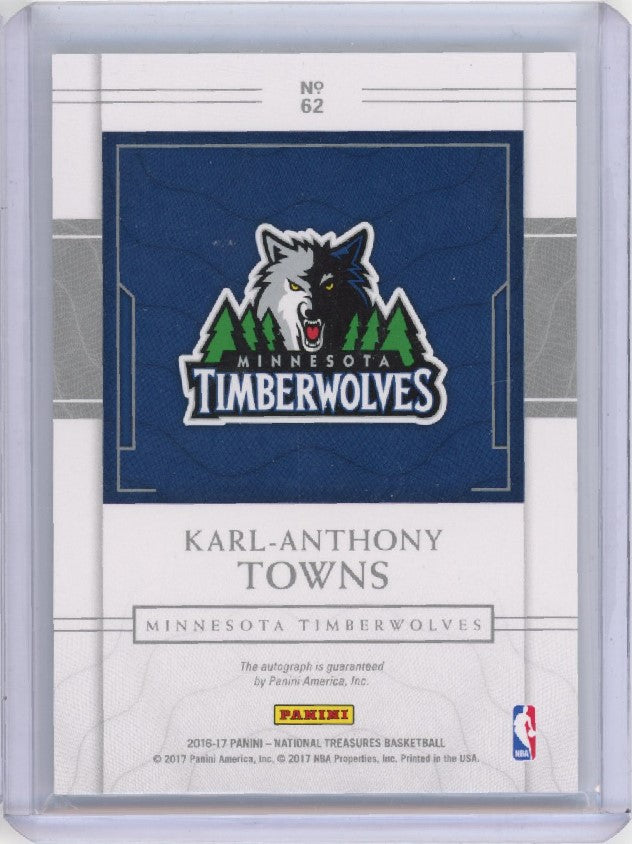 2016-17 National Treasures KARL-ANTHONY TOWNS Signatures Auto Emerald Green 3/5