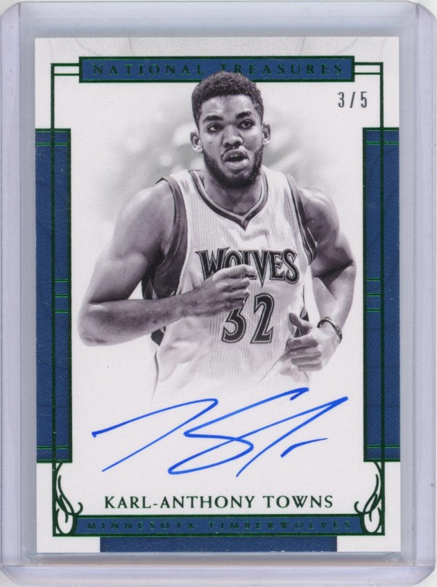 2016-17 National Treasures KARL-ANTHONY TOWNS Signatures Auto Emerald Green 3/5