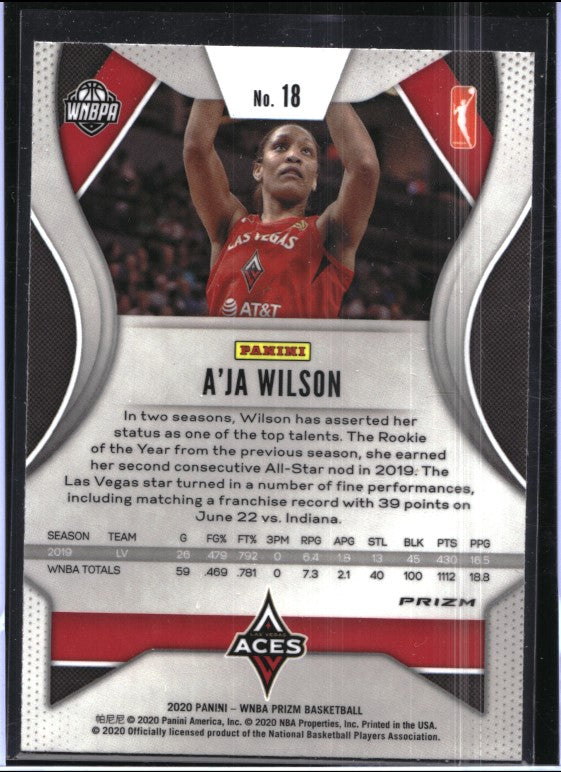 2020 Wnba Prizm Aja Wilson Ruby Wave No 18