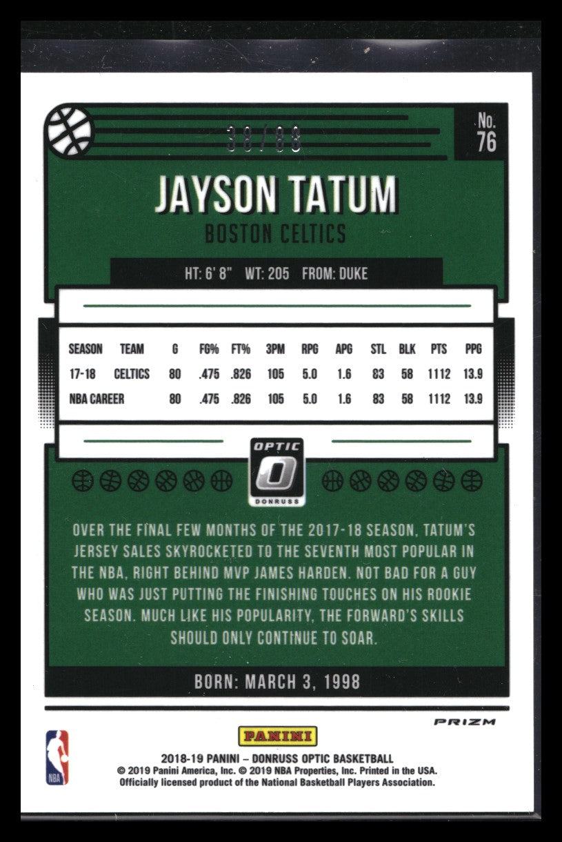 2018-19 Donruss Optic JAYSON TATUM Choice Red Mojo 38/88