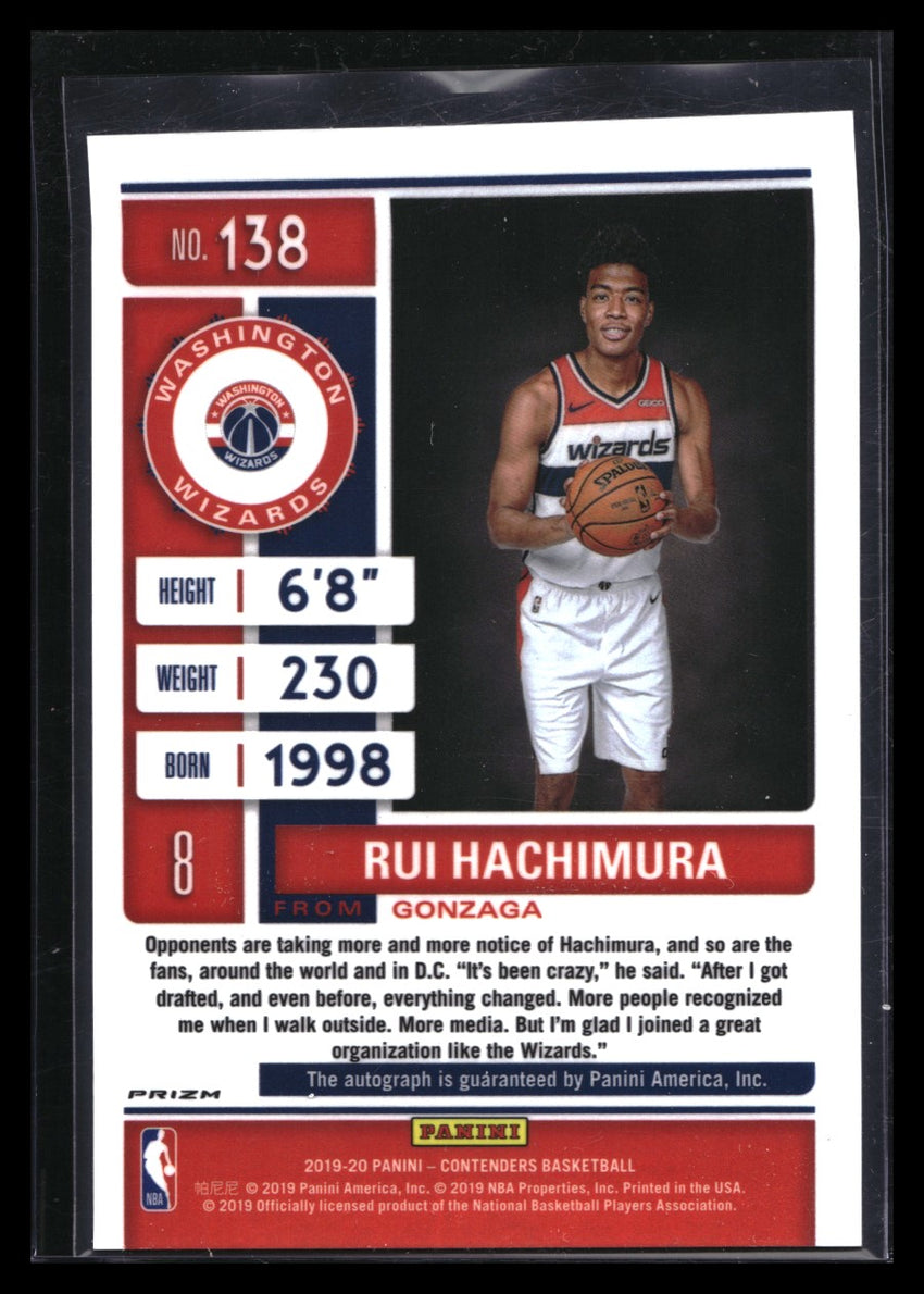 2019-20 Contenders RUI HACHIMURA Rookie Ticket Auto Green Shimmer SSP #138