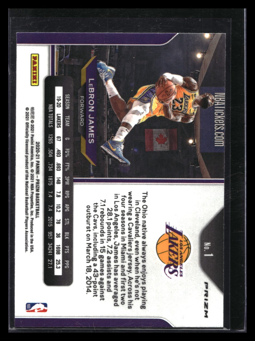 2020-21 Prizm LEBRON JAMES Kobe Bryant Tribute Dunk Silver Prizm #1