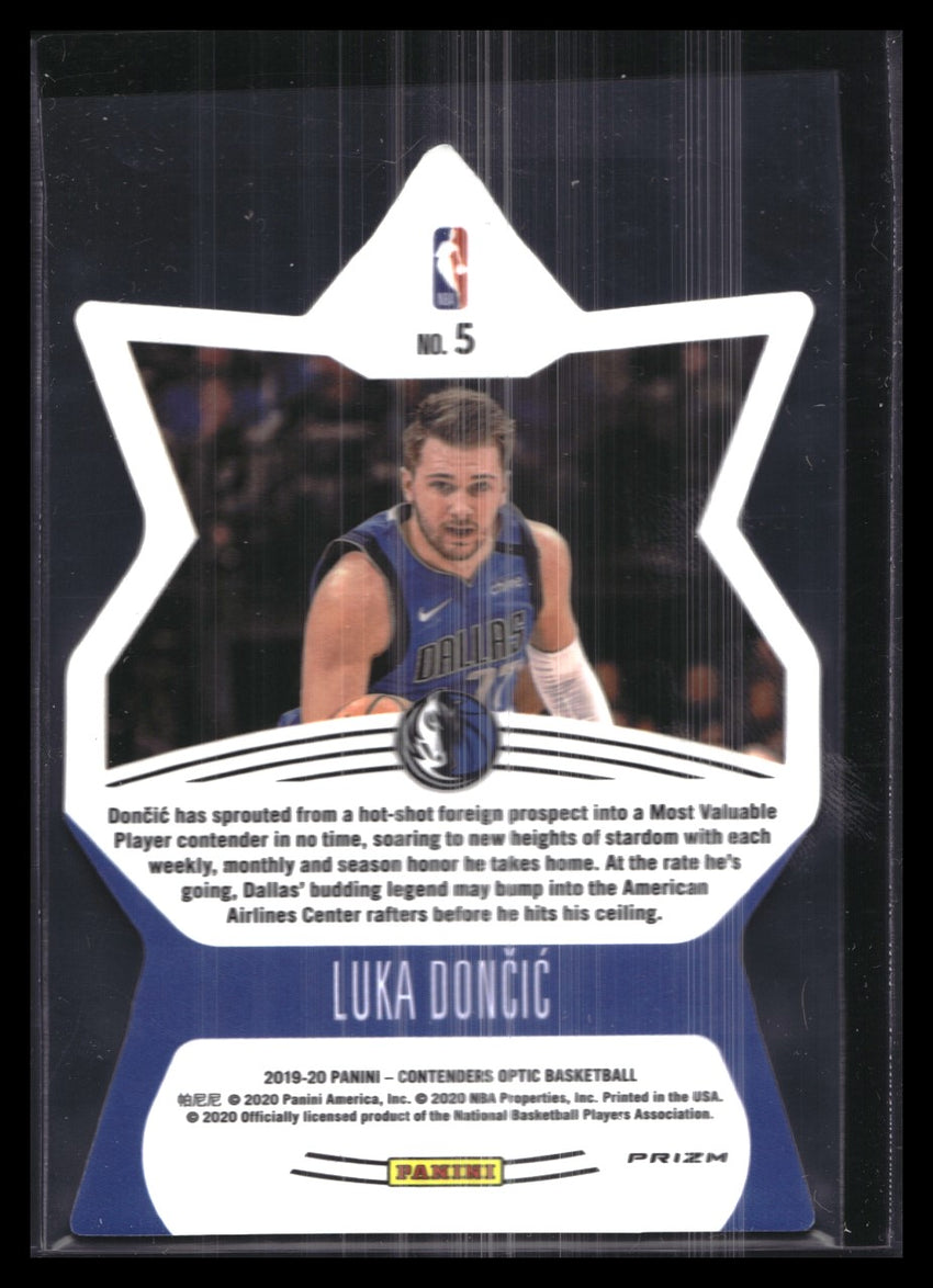 2019-20 Contenders Optic Luka Doncic Superstar Die-cut Blue Ice No 5