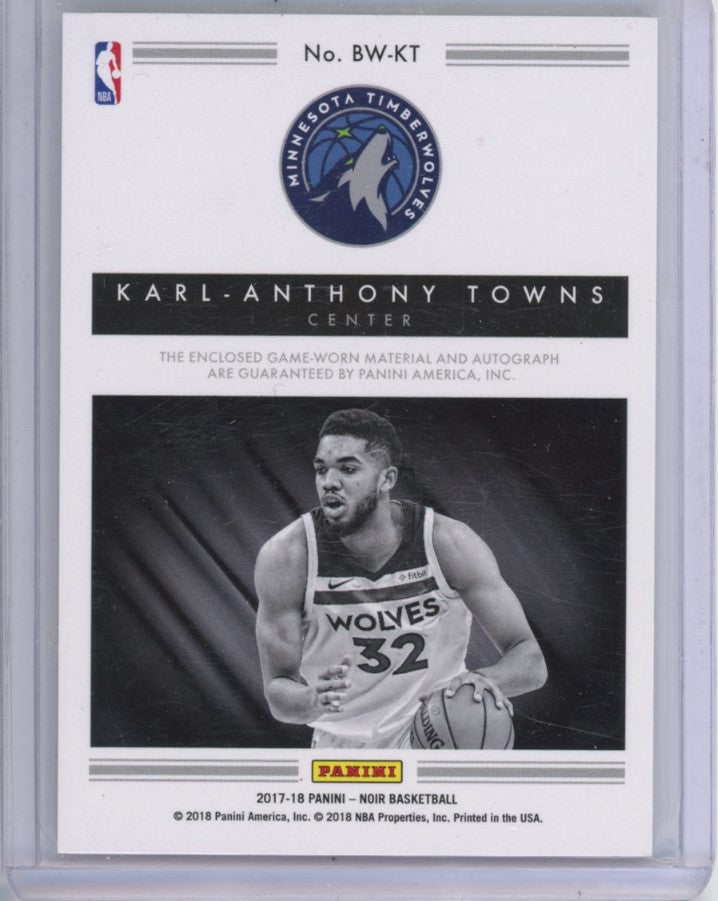2017-18 Noir Karl-anthony Towns Black And White Patch Auto Platinum 1/1 2xl Tag