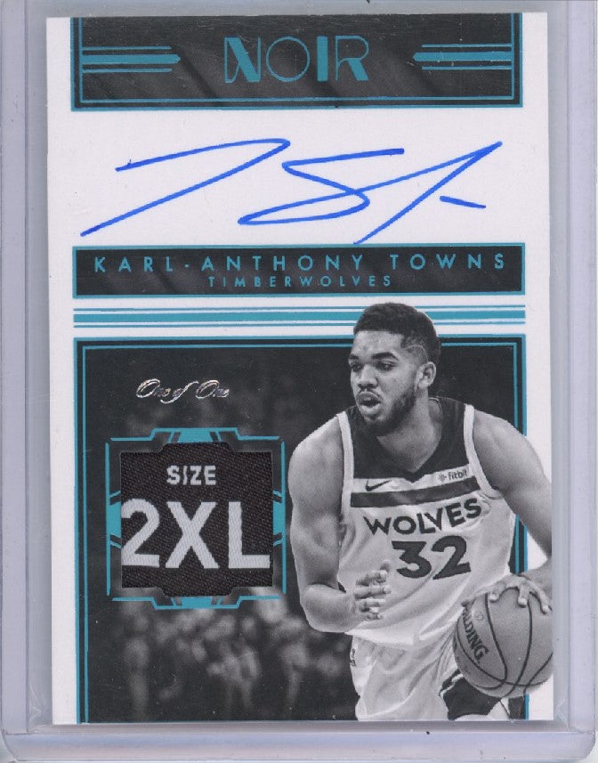 2017-18 Noir Karl-anthony Towns Black And White Patch Auto Platinum 1/1 2xl Tag