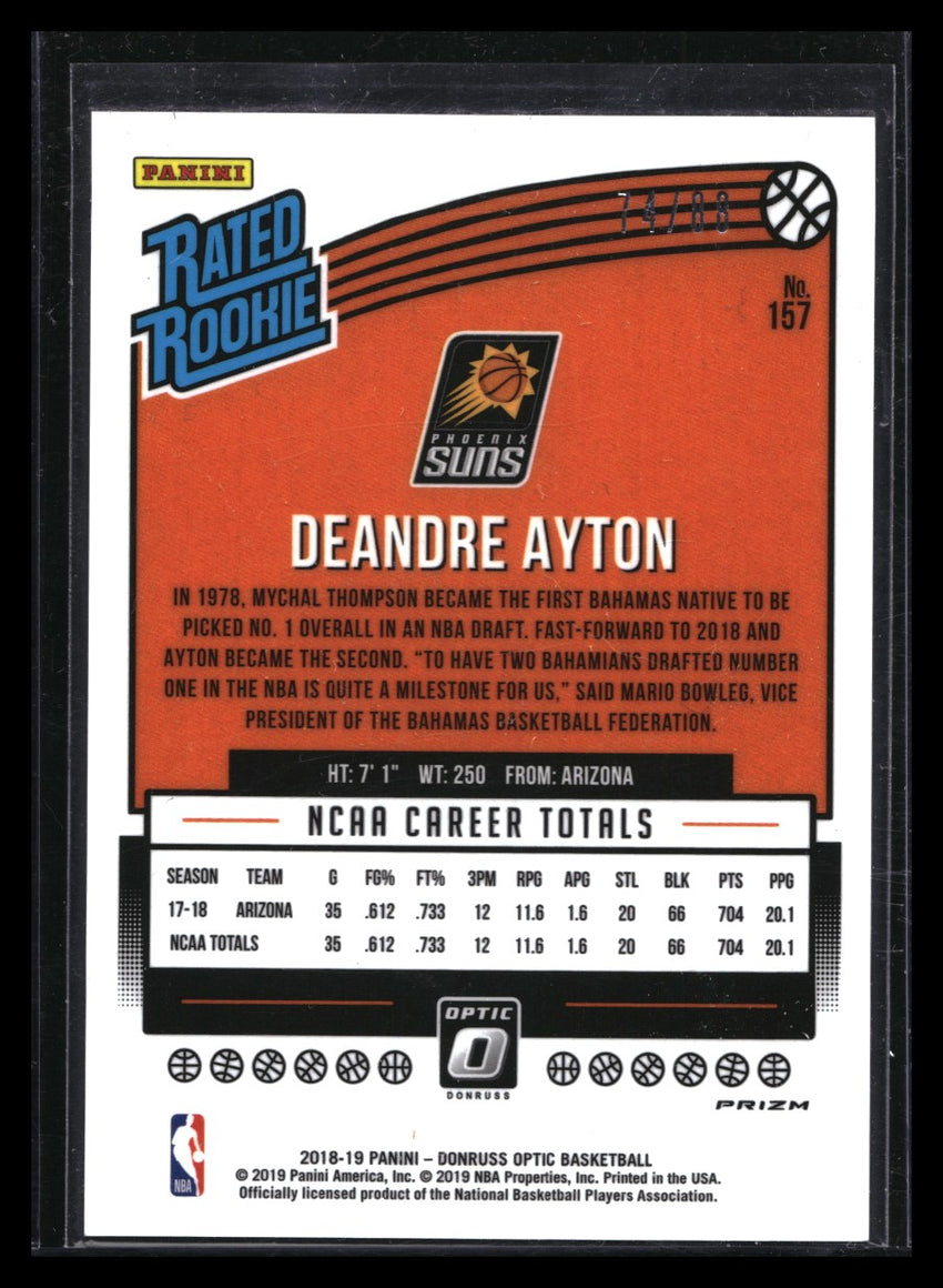 2018-19 Donruss Optic Deandre Ayton Rated Rookie Choice Red Mojo 74/88