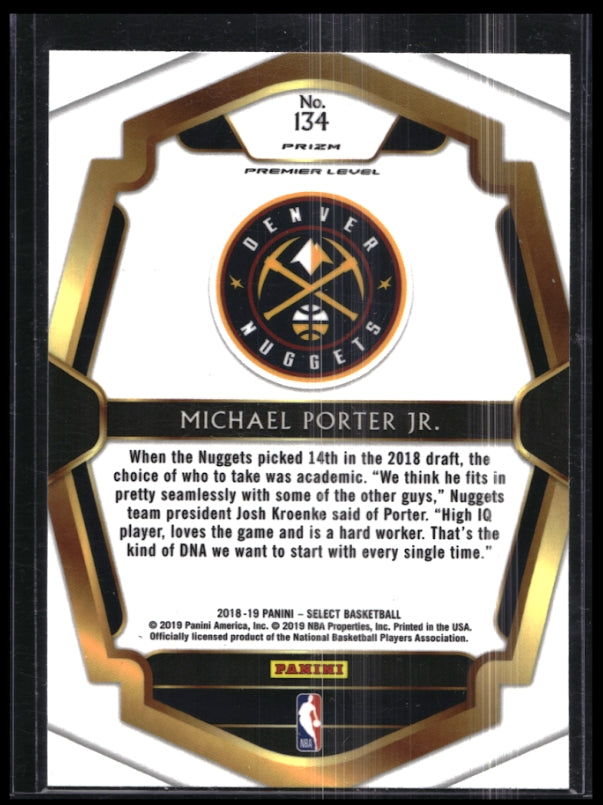 2018-19 Select MICHAEL PORTER JR. Premier Level Rookie Silver Prizm #134