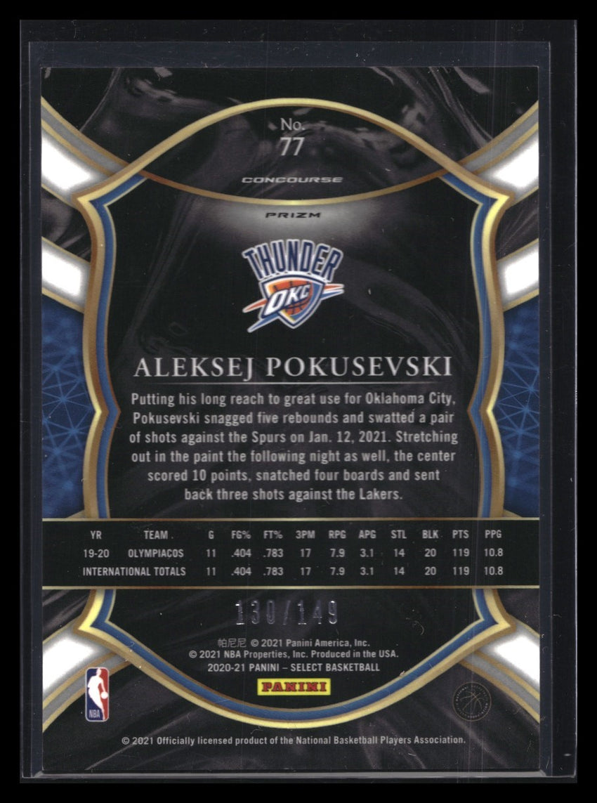 2020-21 Select Aleksej Pokusevski Concourse Rookie White Prizm 130/149