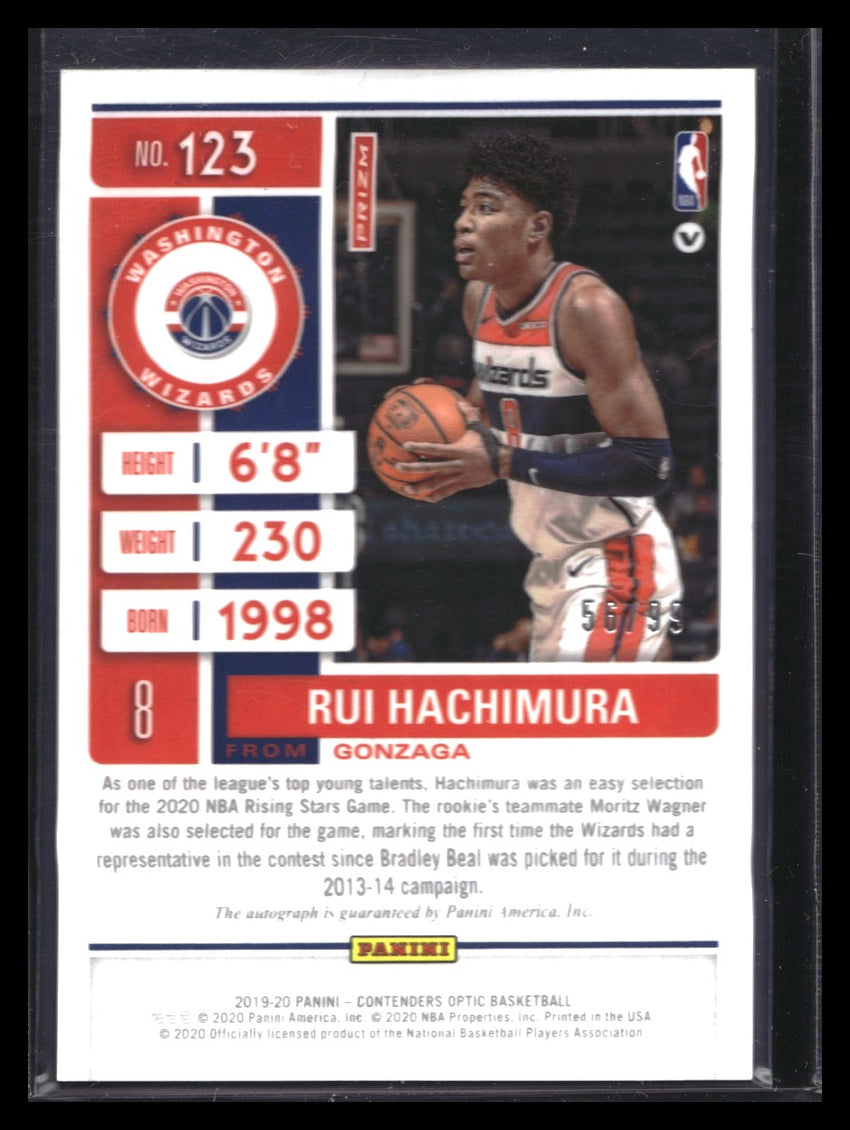 2019-20 Contenders Optic Rui Hachimura Rookie Ticket Auto Blue Prizm 56/99