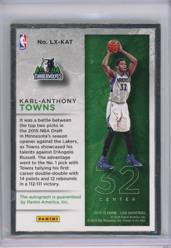 2015-16 Luxe Karl-anthony Towns Rookie Metal Frame Auto Silver 58/75