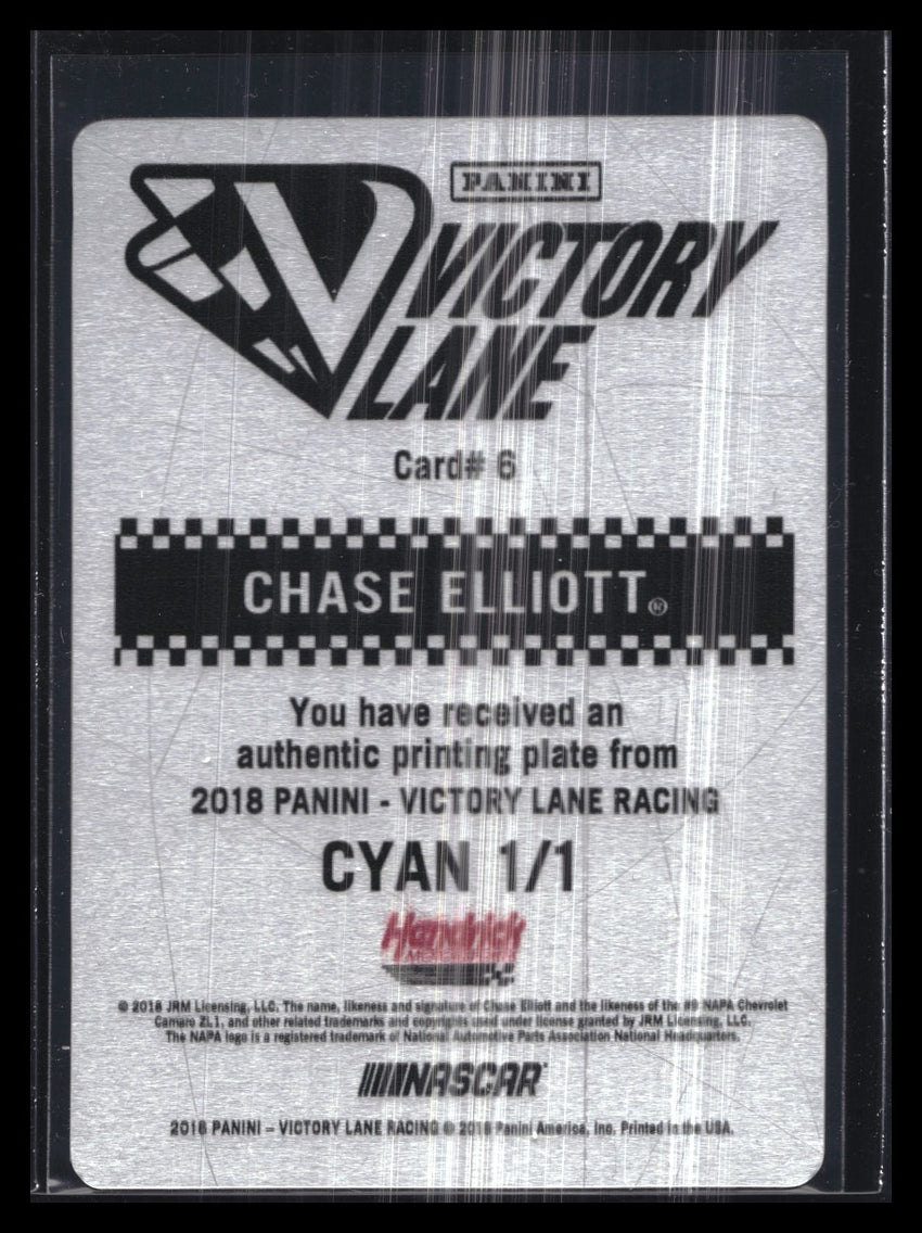 2018 Victory Lane Chase Elliott Printing Plate 1/1 Cyan Card No 6
