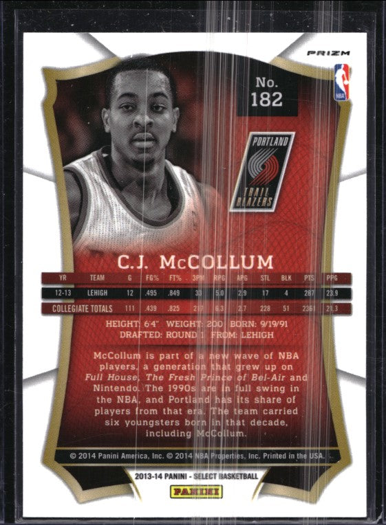 2013-14 Select C.j. Mccollum Rookie Silver Prizm No 182