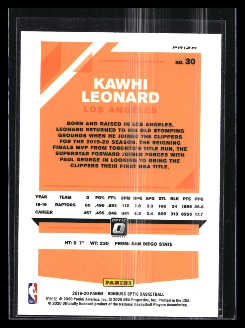 2019-20 Donruss Optic KAWHI LEONARD Holo Silver #30