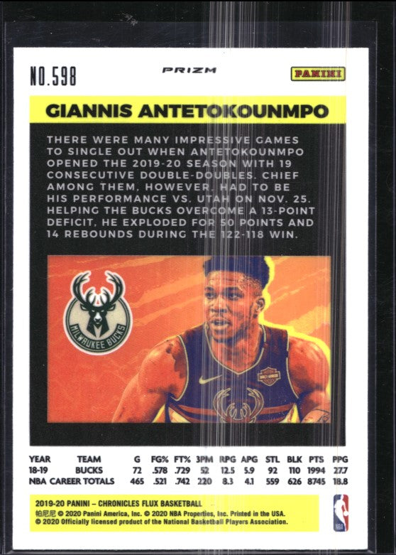 2019-20 Chronicles Giannis Antetokounmpo Flux Pink No 598