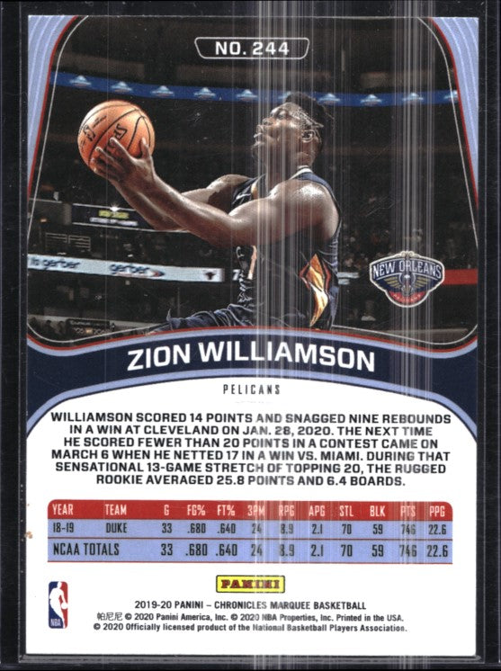 2019-20 Chronicles ZION WILLIAMSON Marquee Bronze #244