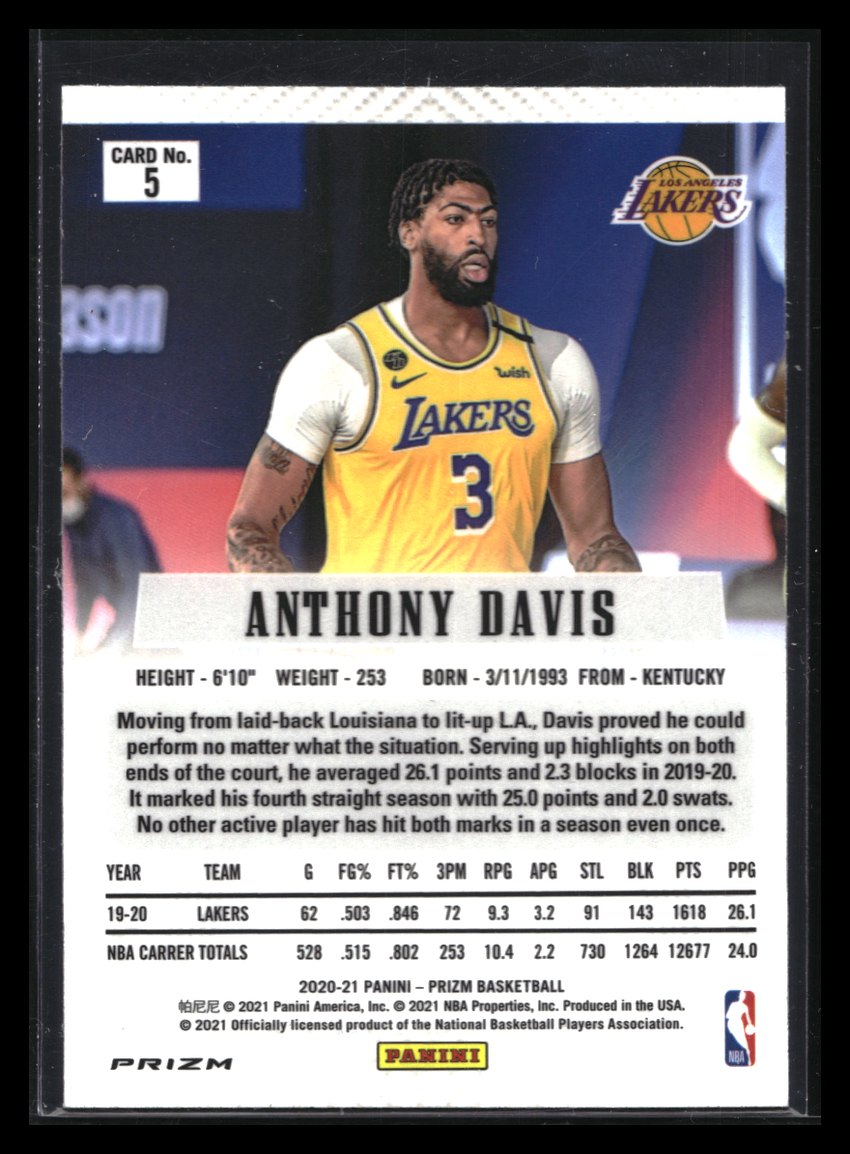 2020-21 Prizm ANTHONY DAVIS Throwback Flashback Silver Prizm #5