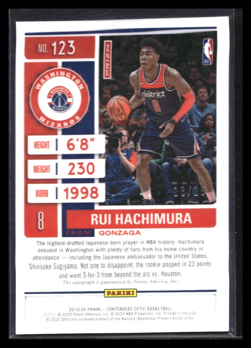 2019-20 Contenders Optic Rui Hachimura Rookie Ticket Auto Orange Prizm 13/25